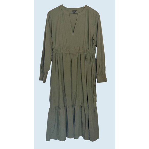 RAILS Maple Tiered Drawstring Mid Dress Green Size Medium - Picture 2 of 7